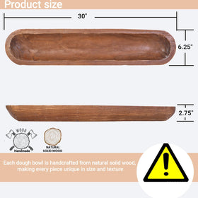 Athaliah wooden dough bowl closeup shows natural grain and craftsmanship.