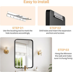 Atilioo matte black frame anti rust bathroom mirror detail