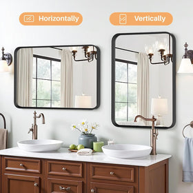 Atilioo bathroom mirror vertical hanging option in a modern bathroom