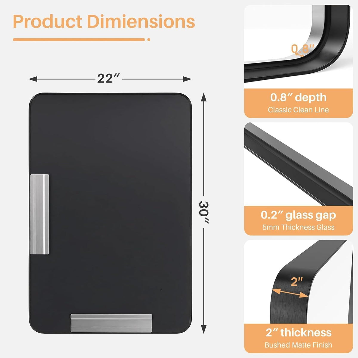 Atilioo mirror wall-mount horizontal view showing versatile installation