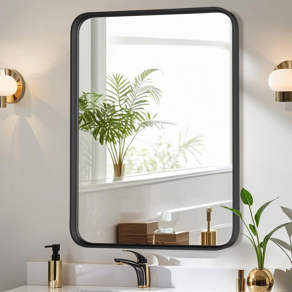 Atilioo 36x24 rounded-rectangle bathroom mirror with distortion-free reflections for precise grooming.