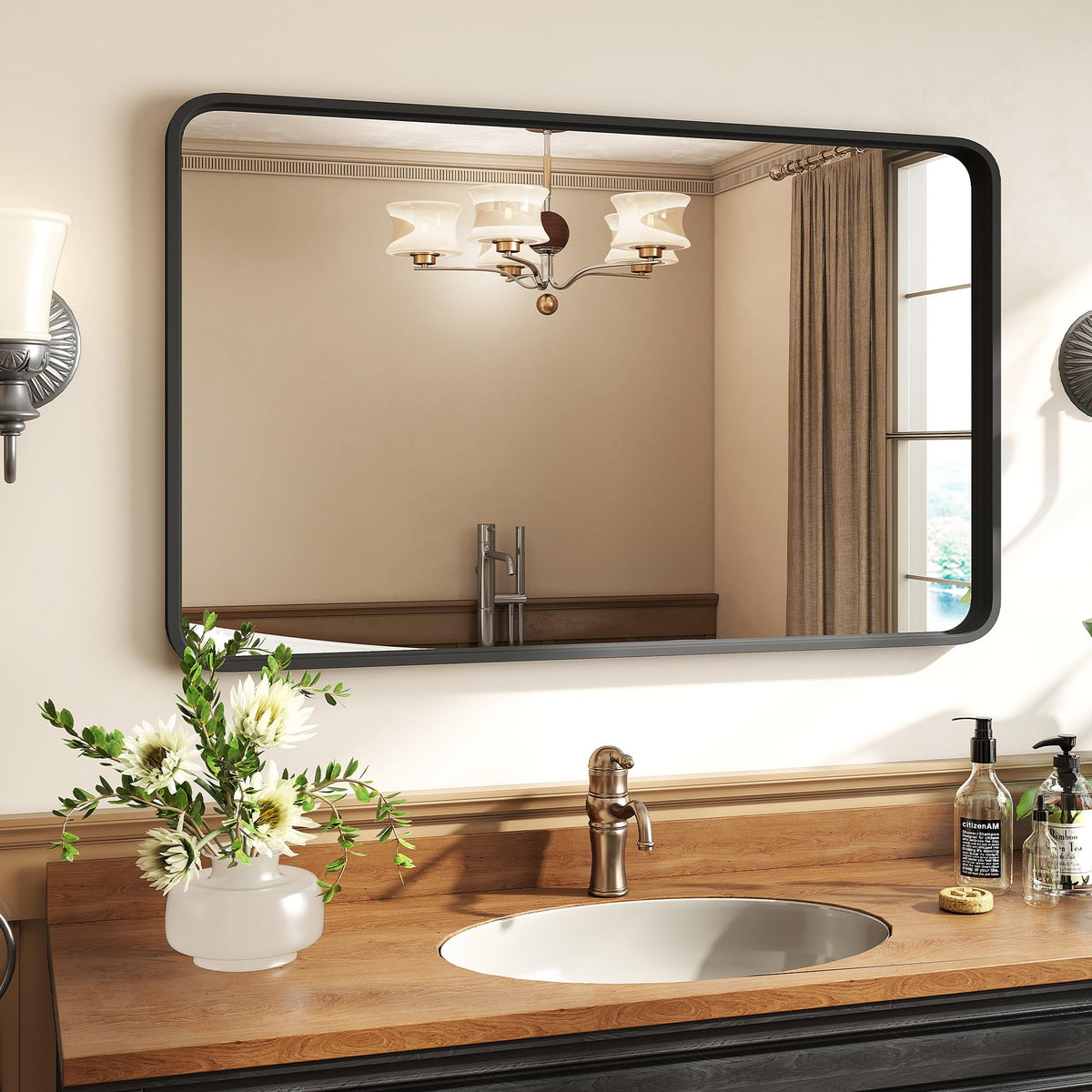 Atilioo 40x30 rectangle bathroom mirror with crystal-clear reflection for precise grooming.