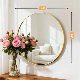Atilioo tempered glass round mirror emphasizes clear reflection and safety.