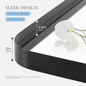 Atilioo matte-black-frame closeup showing durable anti-rust finish for bathrooms.