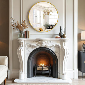 Atilioo matte gold frame round mirror with elegant brushed texture and rust resistance.
