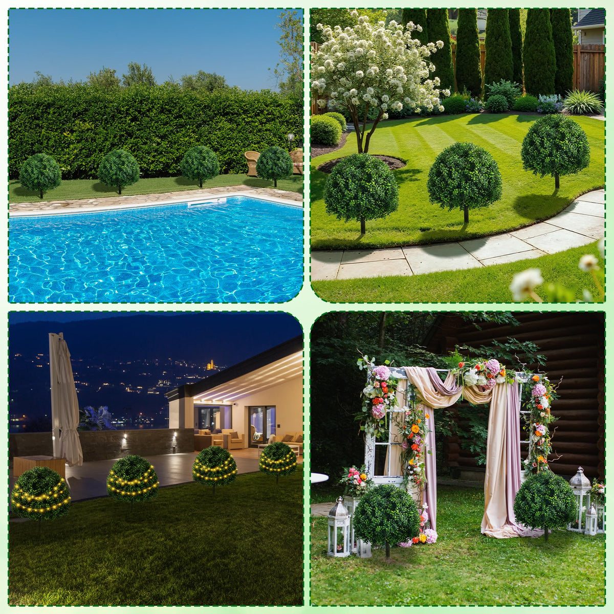 ATLIKE boxwood topiary UV-coated leaves stay vibrant in sun