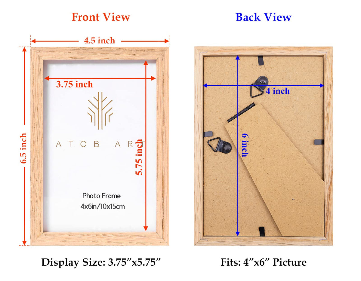 ATOBART 4x6 oak frame back with built-in easel for tabletop display