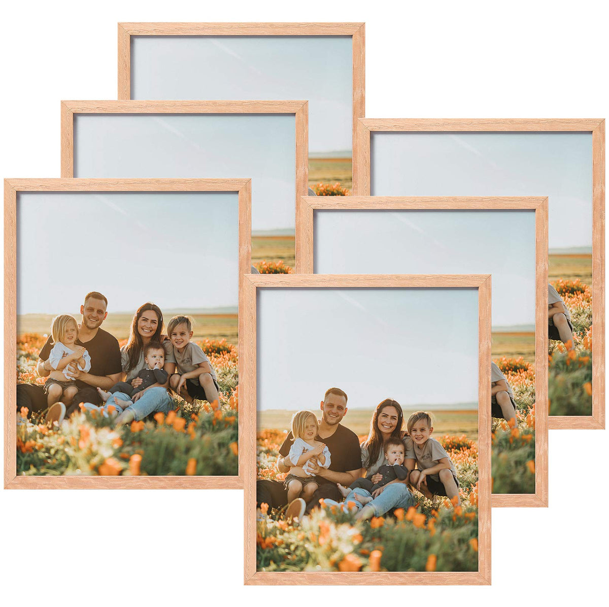 ATOBART 8x10 oak wood frame set with natural grain for elegant wall or table display