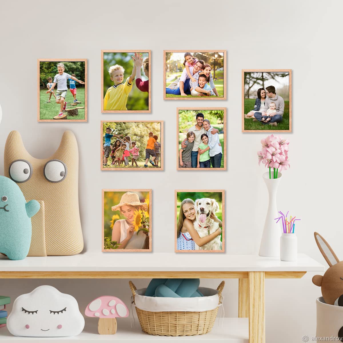 ATOBART 8x10 oak photo frame blends with living rooms and bedrooms