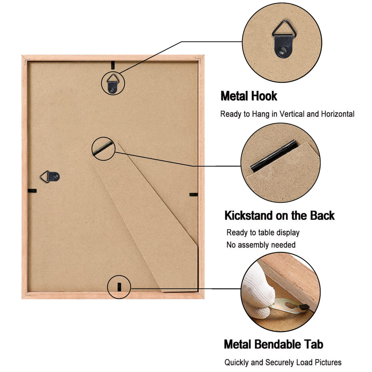 ATOBART oak frame front glass protects photos from dust