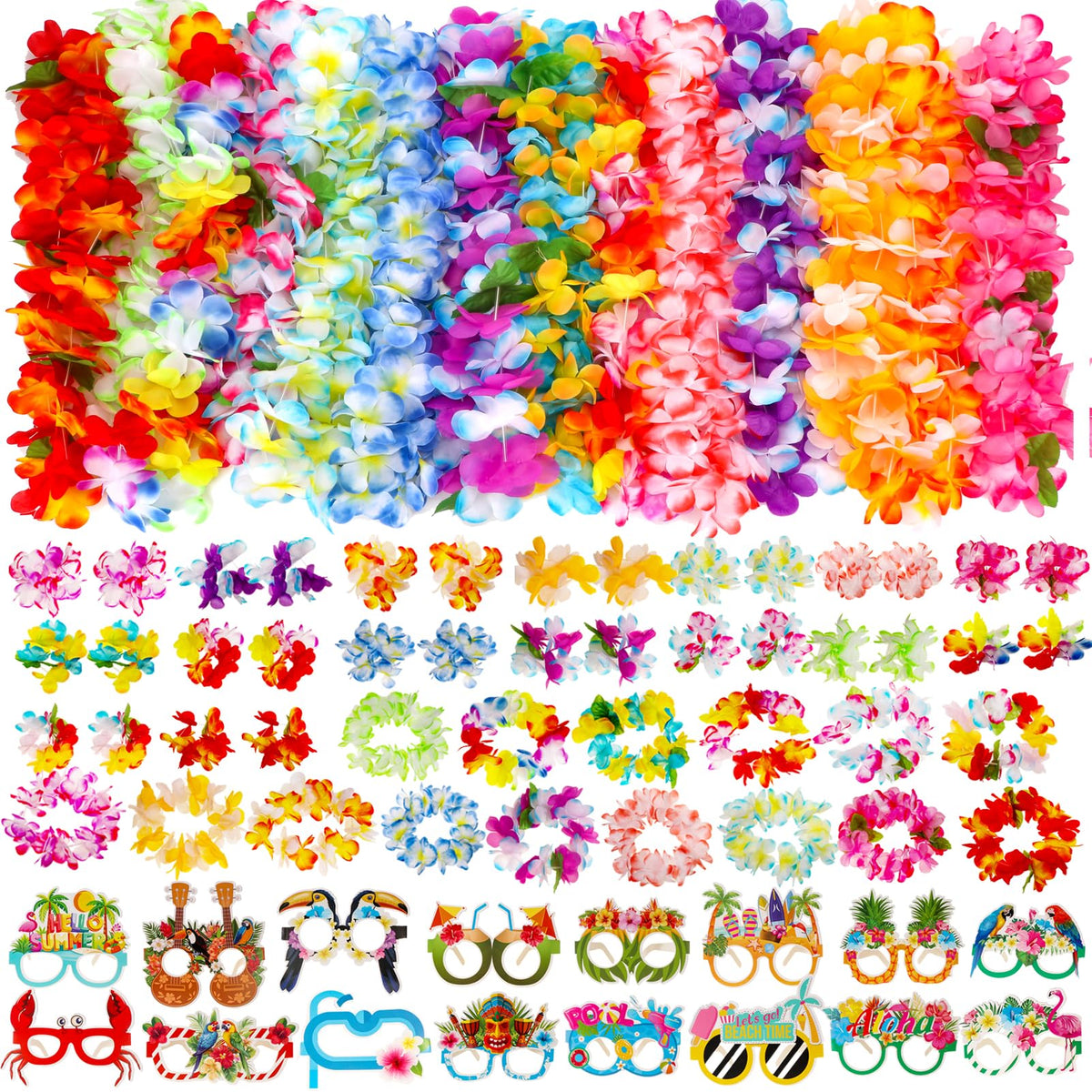 Atonofun Hawaiian leis necklace for tropical party décor and photo moments