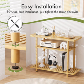 Atoping Bamboo TV Stand easy assembly with labeled parts