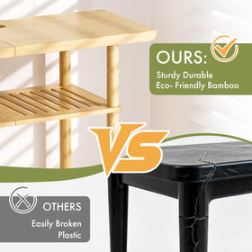 Atoping Bamboo TV Stand corner fit saves space in small rooms