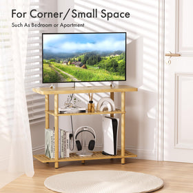 Atoping Bamboo TV Stand natural bamboo finish blends with decor
