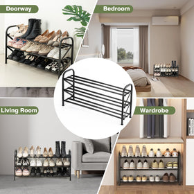 Atrastout modern black finish complements closet and entryway décor.
