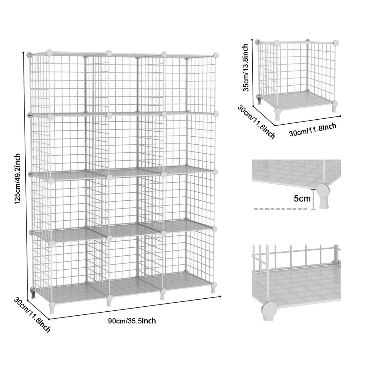ATTDETJL 12-cube storage durable-connectors ensure stable shelves and long life