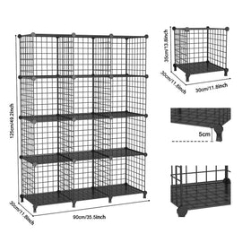 ATTDETJL 12-cube storage organizer anti-scratch base keeps shelves stable.