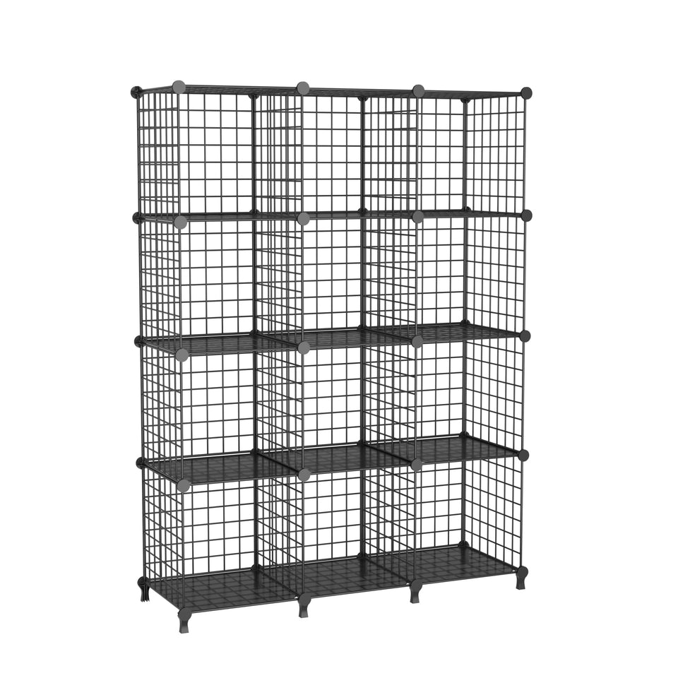 ATTDETJL 12-cube storage organizer front view for bedroom organization.