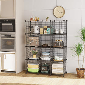ATTDETJL 12-cube storage organizer interlocking cubes demonstrate tool-free setup.
