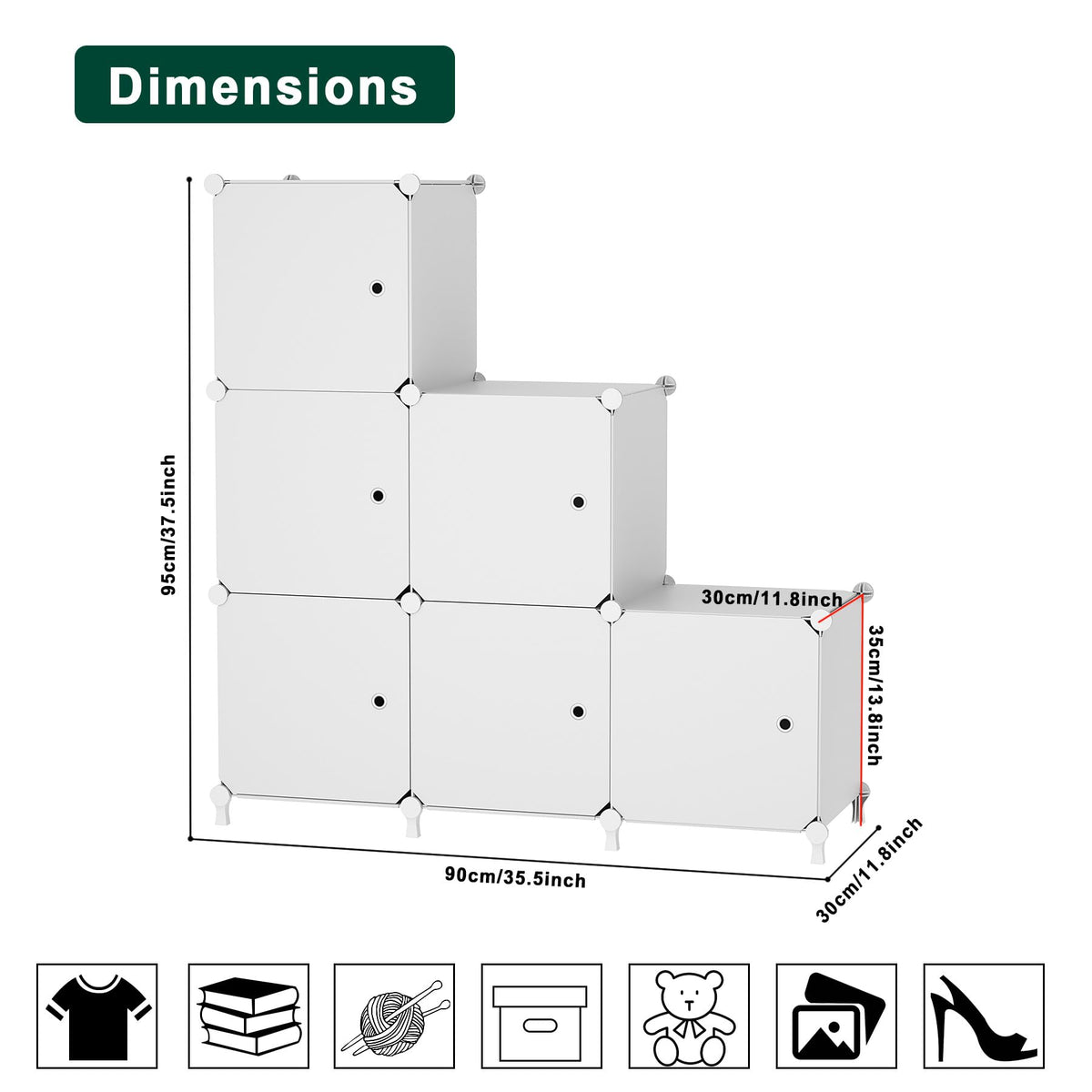 ATTDETJL cube storage unit arranged in a layout for versatile use