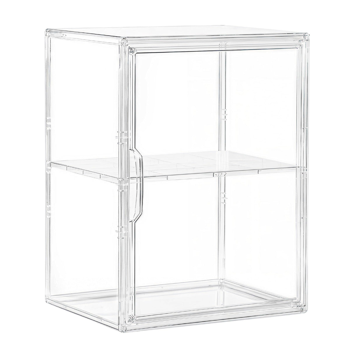 Attelite acrylic display case front view shows crystal-clear visibility for collectibles.