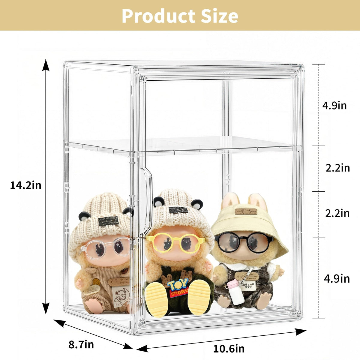 Attelite clear storage bin two-tier design keeps items organized and dust-free