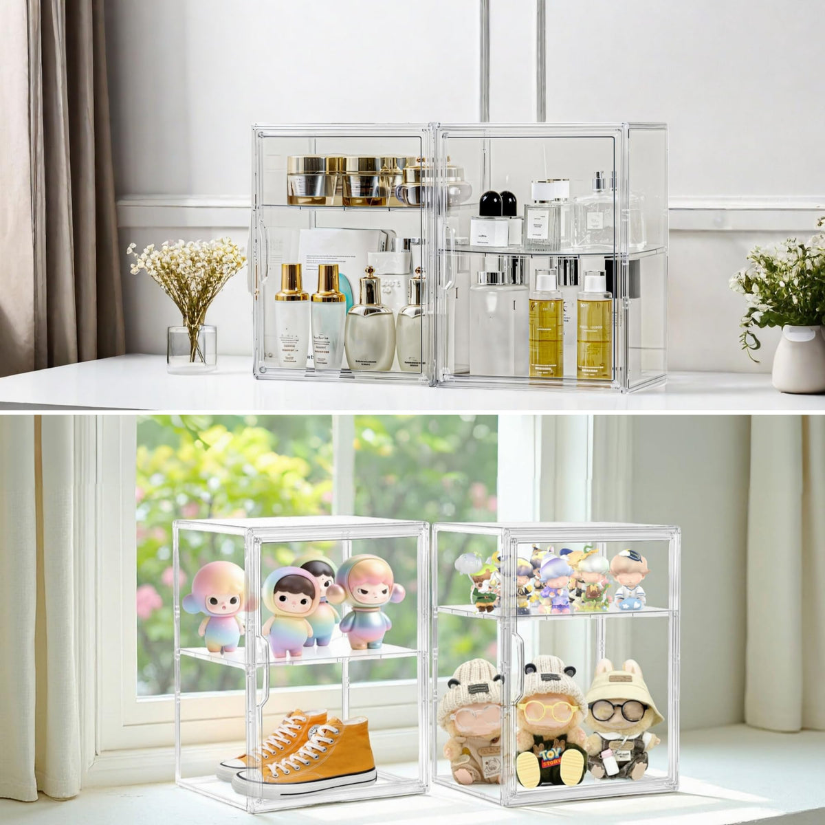 Attelite home office organization with crystal-clear display and storage
