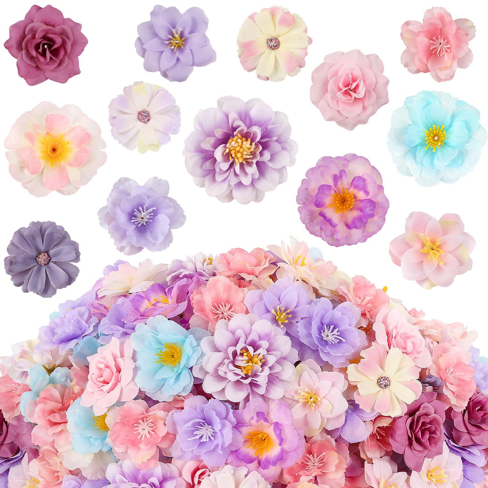 ATTGREAT mini silk flower heads for versatile DIY crafts with vivid color accents.