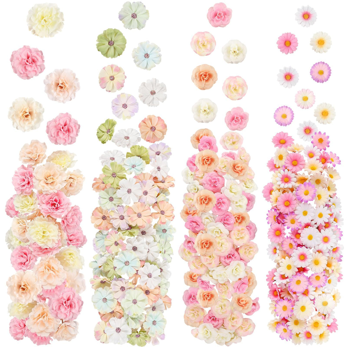 ATTGREAT 310Pcs fake flower heads in assorted colors ideal for DIY decor projects