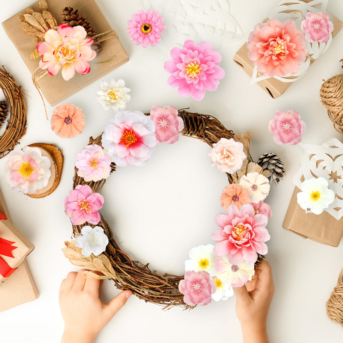 ATTGREAT bulk artificial flower heads for easy decorating and reuse.