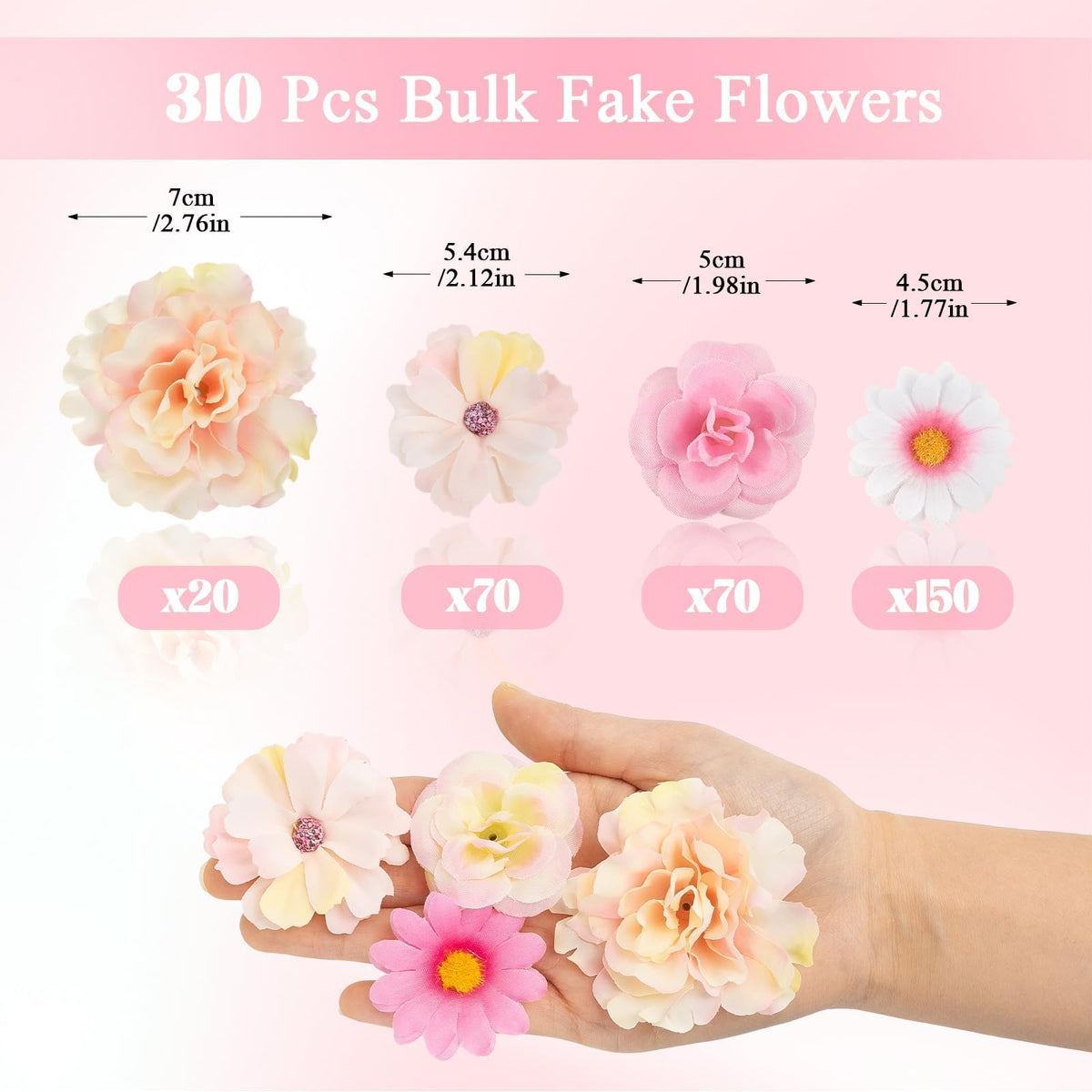 ATTGREAT assorted pink flower heads variety enhances wedding and party décor with realistic tones.