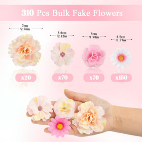 ATTGREAT assorted pink flower heads variety enhances wedding and party décor with realistic tones.