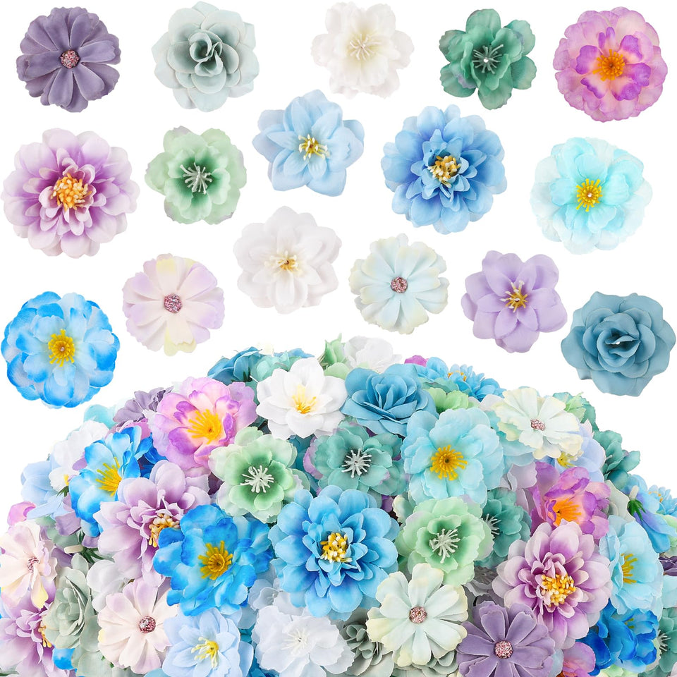 ATTGREAT mini silk flower heads in color mix for vibrant crafts and décor accents.