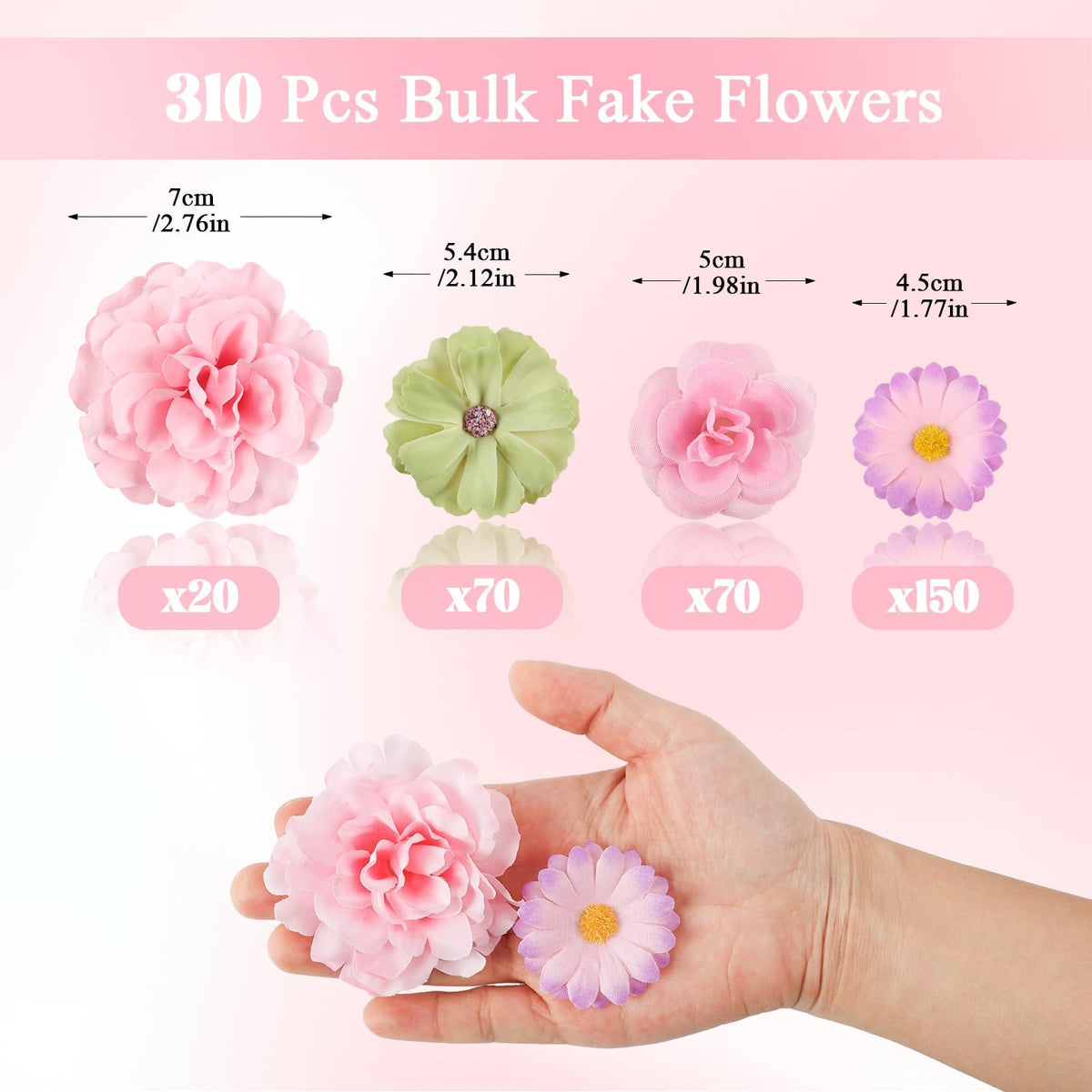 ATTGREAT mini silk flowers with varied sizes for creating depth in crafts