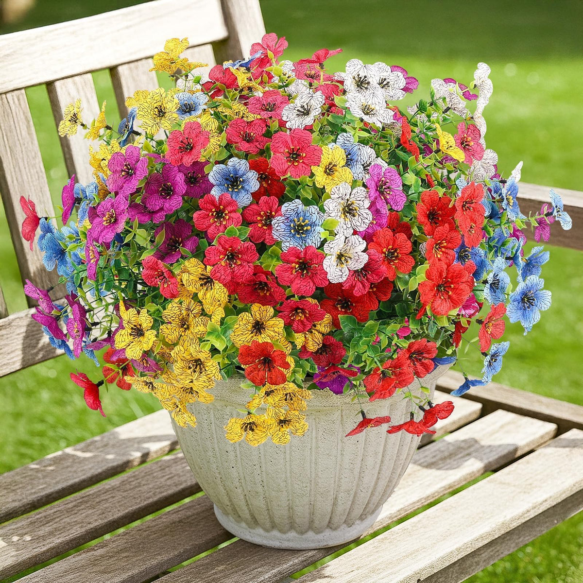 ATTGREAT porch display using colorful outdoor daisies for curb appeal