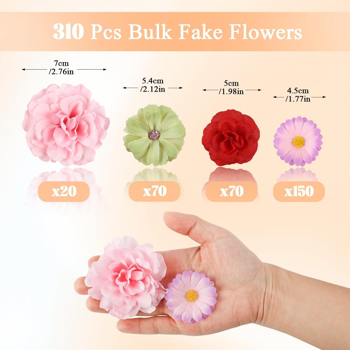 ATTGREAT silk flower heads with bright colors for realistic DIY decor.