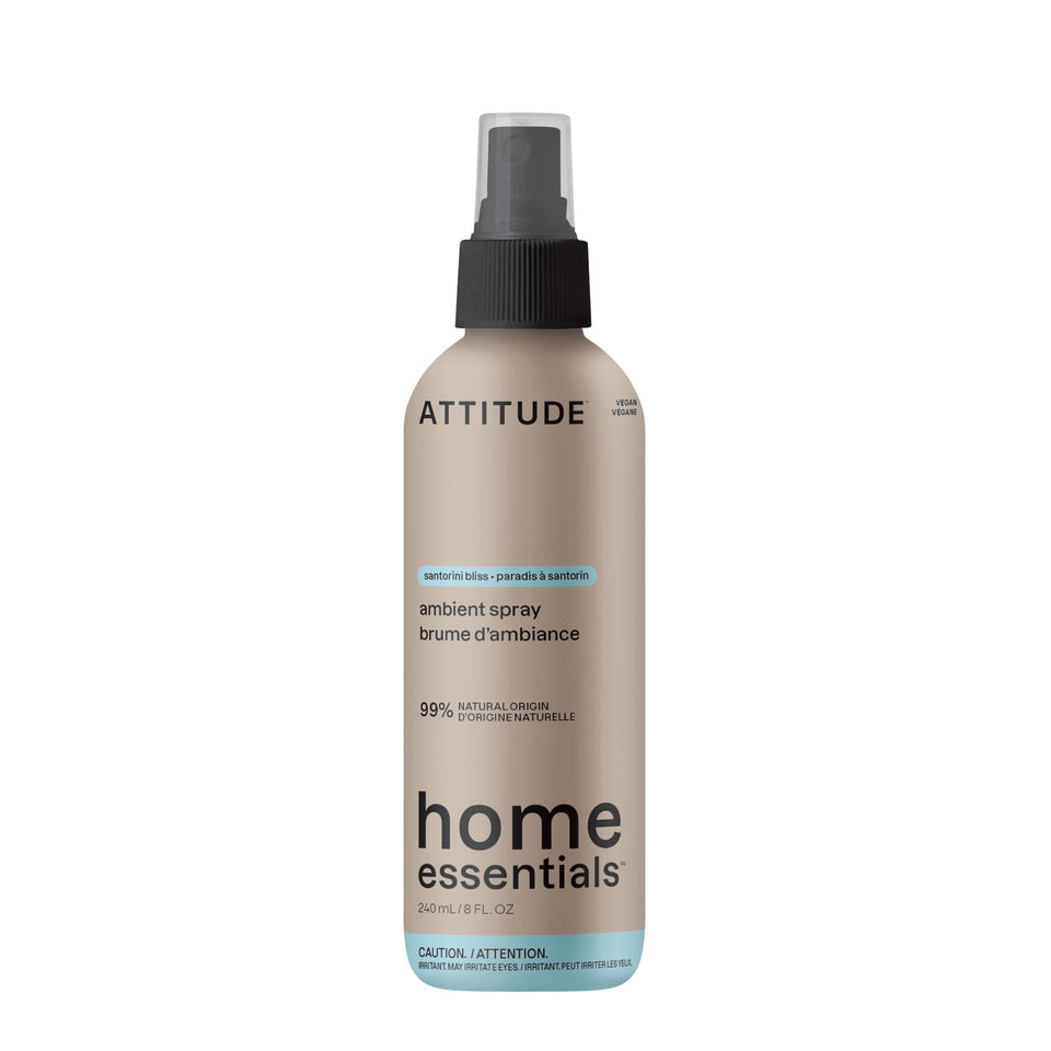 ATTITUDE Santorini Bliss room spray bottle ready to refresh any room with floral aroma.
