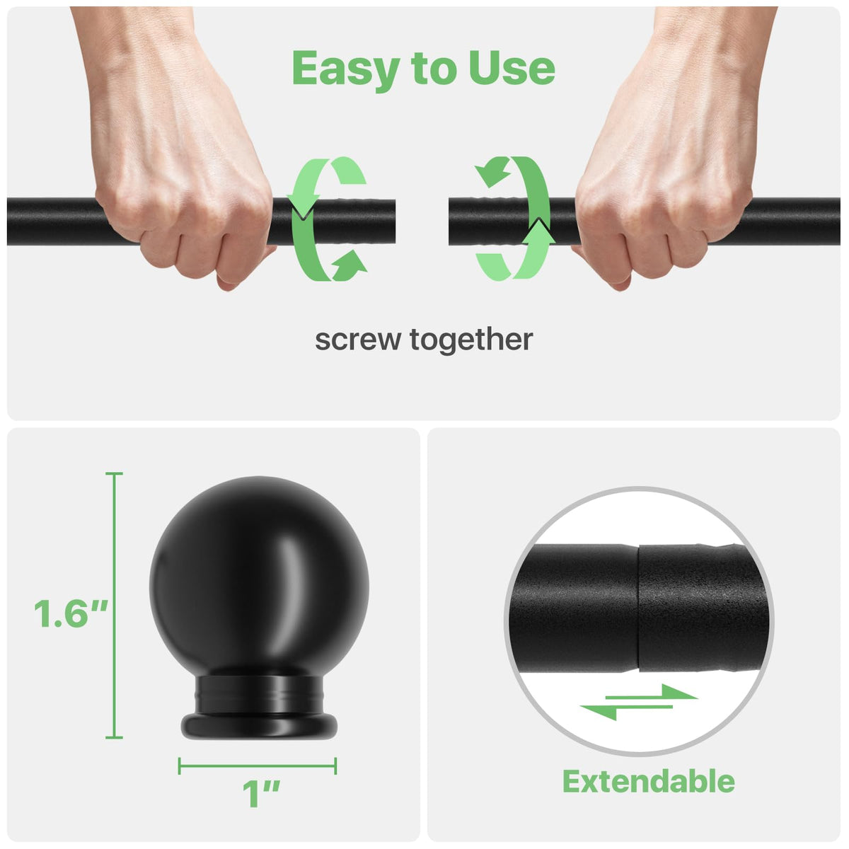 ATUHOLA heavy-duty curtain rod designed to resist bending.