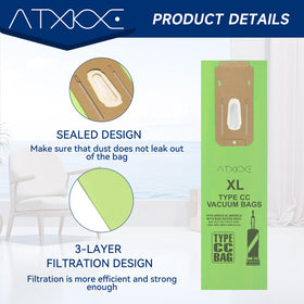 ATXKXE replace when two-thirds full to maintain suction efficiency