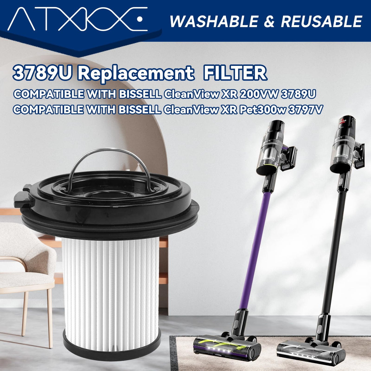 ATXKXE XR filter set packaging with brush included for easy maintenance