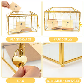 Atzciyr glass card box with heart lock for secure gifts