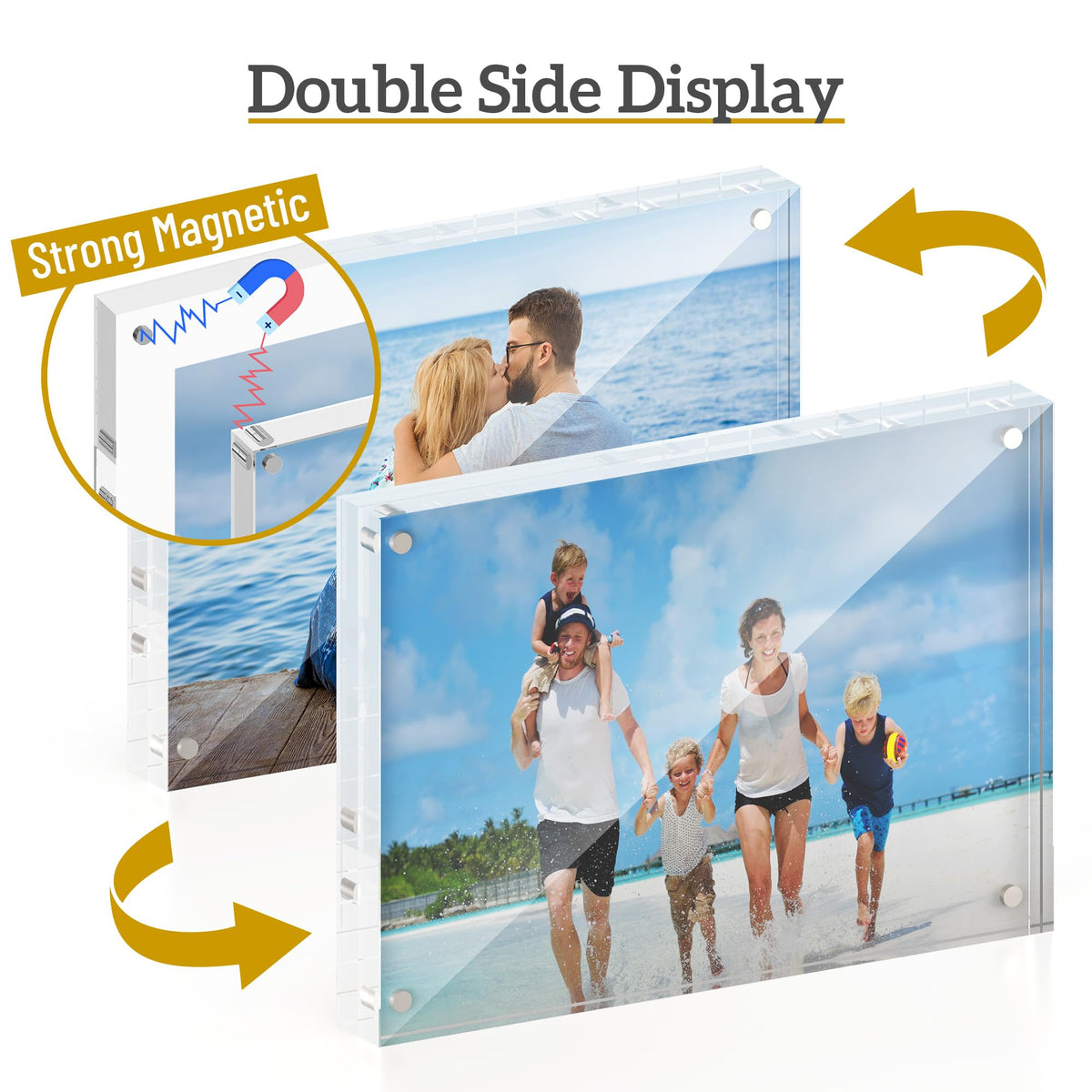 ATZYmolin 5x7 acrylic frame back view showing double-sided capability.
