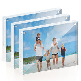 ATZYmolin 5x7 acrylic frame front view for crystal-clear frameless photo display.