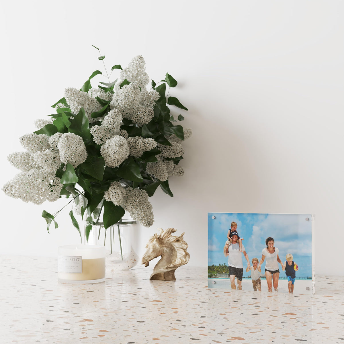 ATZYmolin scratch-resistant acrylic with microfiber cloth included for care.