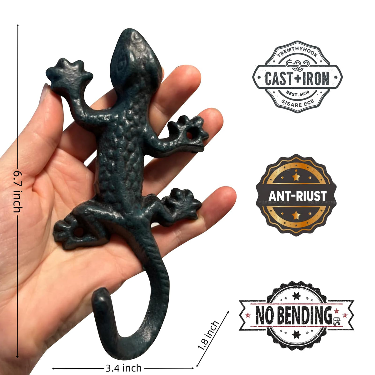 Auafanzy gecko cast-iron hook offers durable outdoor decor and wall storage