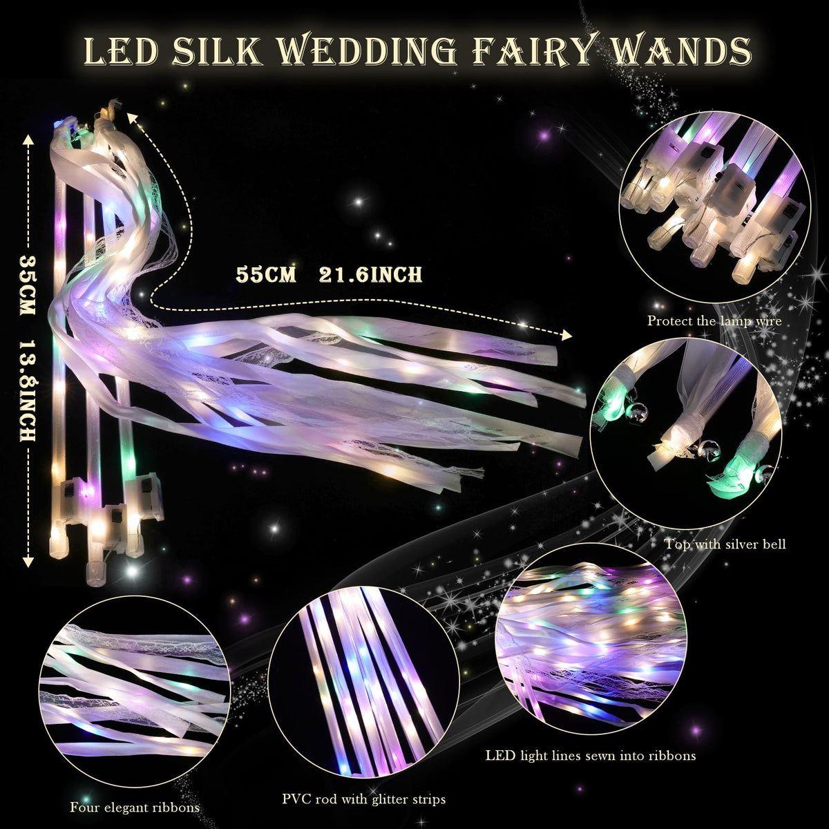 AUGFRYZIAN wands feature four ribbons and two LED colors for versatile lighting