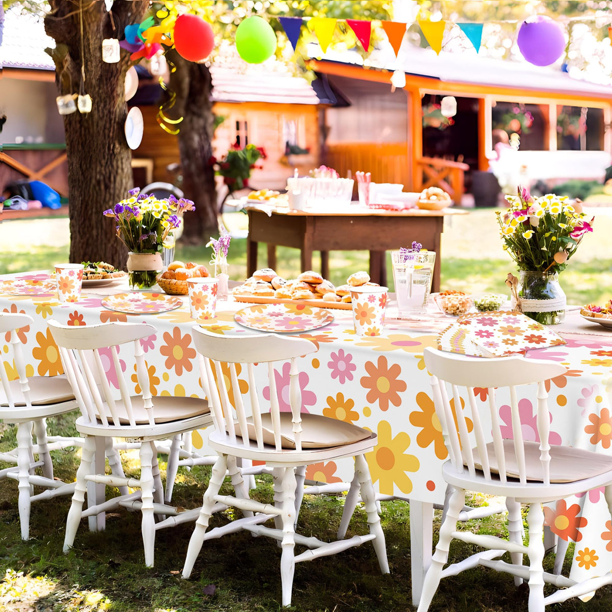 Augisteen Boho Daisy tablecloths protect surfaces with bright daisies for memorable tables