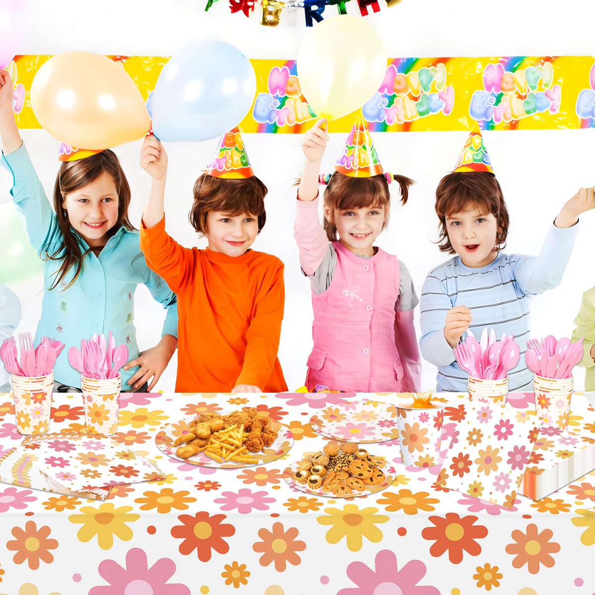 Augisteen Groovy Daisy napkins provide quick cleanup and chic florals for any celebration