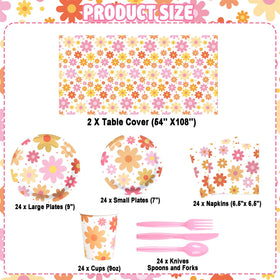 Augisteen Groovy Daisy plates 7in add colorful dessert servings to your table