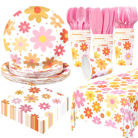 Augisteen Groovy Daisy plates 9in showcase vibrant boho daisies for festive dining